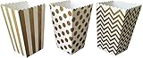 Outside the Box Papers Gold Chevron, Stripe and Polka Dot Paper Popcorn Boxes - 36 Count Gold, White
