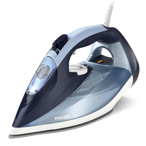 Philips Azur 7000 Serie Dampfbügeleisen - 2800 W, 50 g/min Dauerdampf, 250 g Dampfstoß, Vertikaldampf, SteamGlide Plus-Sohle, Louros-/Hellblau (DST7020/20)
