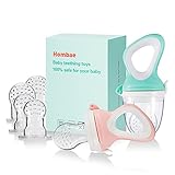 Baby Food Feeder - Hombae Fruit Feeder Pacifier - Mesh Baby Feeder - Baby Fruit Mesh Feeder - Baby Fresh Fruit Pacifier - Fruit Pacifier Feeder, Baby Nibbler, 2 Pack with 6 Nipples.