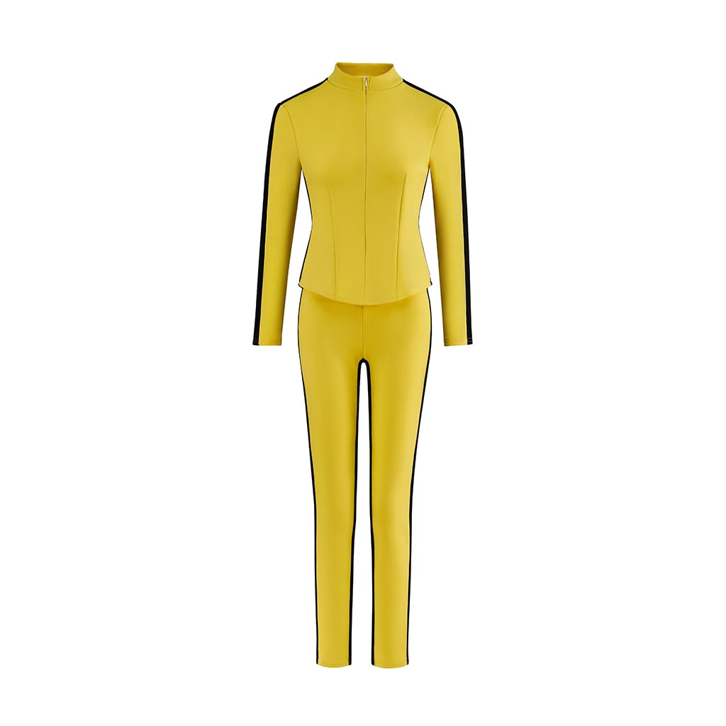 Photo 1 of MelangCos Women Kill Bill Costume Beatrix Kiddo Cosplay Yellow Kung-Fu Suit Halloween Outfit (Yellow, S)