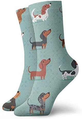 Sausage Dog Dachshund Mens Printed Funny Novelty Casual Crew Dress Socks For Womens/Unisex 19.7 inch