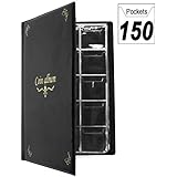 CenterZ 150 Pockets Coin Album, Penny Collecting Book, Souvenir Coins Collection Holder, Ideal for Pressed Pennies Passport, Hobby Coin Collector, Money Specie Display Storage Case (English, Black)
