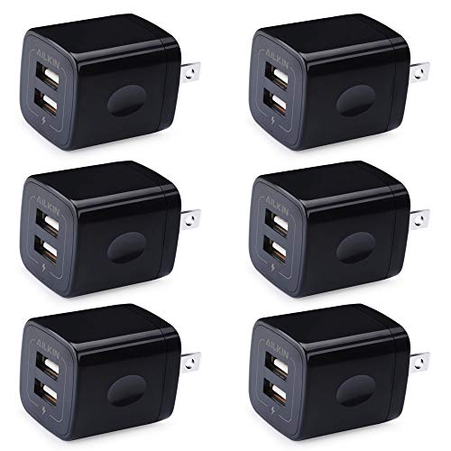 2 Port Charging Box, Ailkin 6-Pack USB Charger Plug Block, Fast Charging Brick Compatible with iPhone 7/7 Plus,iPhone 6/6plus, Samsung Galaxy S7/S6, Sony, Motorola, HTC, LG Android Tablets and More