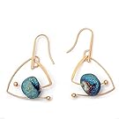 Vintage Earrings, Anchilly Natural Stone Earrings Gold Plated Triangle With Blue Rock Dangling Earrings Fashion Jewelry (Blue)