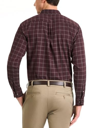 Van Heusen mens Wrinkle Free Long Sleeve Button Down Shirt, Red