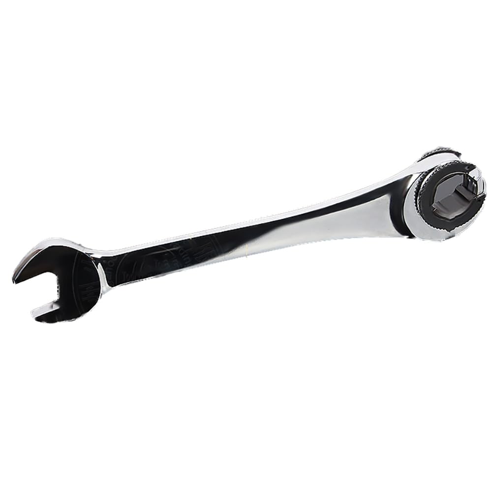 1Pcs Tubing Ratchet Wrench, 10mm Double Open End Mirror Polish Ratchet Flare Nut Wrench Set Chrome Vanadium Steel Fixed Head Ratchet Wrench