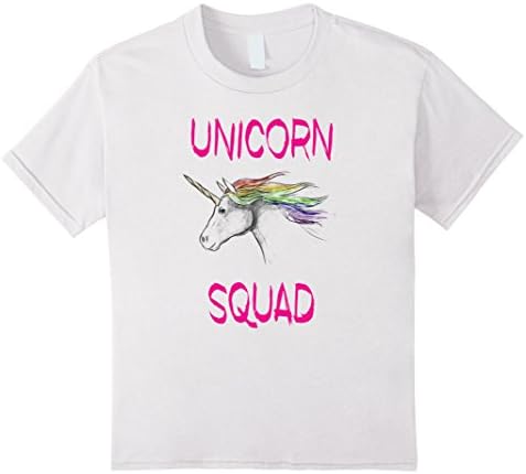 unisex-child Unicorn Squad T-Shirt With Rainbow Mane - Girl's Shirt 6 White