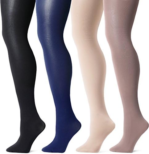 Lataly Women's Super Opaque Control-Top Styletech Blackout Tight Pack of 4 Color Black Coffee Navy Beige Size XS/S/M
