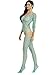 Amoretu Womens Long Sleeves Body Stockings Lingerie Closed Crotch Bodysuit (Blue)