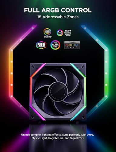 AsiaHorse Nyota Pro 120mm Case Fan, PC Fan 120mm Daisy Chain, ARGB PWM 2000RPM Quiet, High Airflow Case Fan, Standard Fan Blade