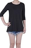 Favelem Women's 3/4 Sleeve Comfy Loose Fit Side Slit Short Tunic Top T Shirts