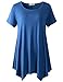 LARACE Short Sleeve Shirts for Womens Plus Size Tops Casual Summer Clothes Asymmetrical Tunic Blouses(Steel Blue 3X)