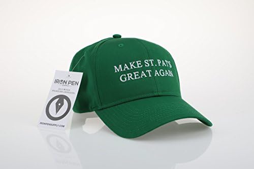 Iron Pen Supply Make ST. Pat's Great Again Embroidered Funny ST. Patrick's Day Full Kelly Green 6 Panel Cotton Twill Dad Hat