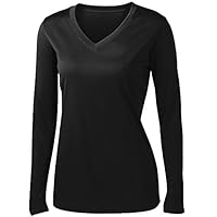 Animal Den Ladies Long Sleeve Moisture Wicking Athletic Shirts Sizes XS-4XL Black-L