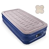 HIWENA Twin Air Mattress with Built-in Pump, Butterfly Coil Airbed with Comfortable Top, Elevated Raised Double High Camping Mattress, Inflated Size 80x40x18 inches