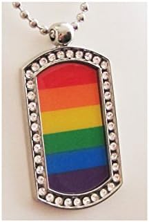 Gay Pride LGBT Rainbow and Rhinestone Stainless Steel & Enamel Dog Tag