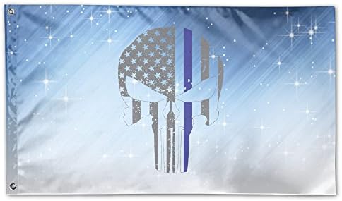 Skull American Flag Thin Blue Line Large 3 X 5 Feet Officially Licensed Flags 3-Feet By 5-Feet