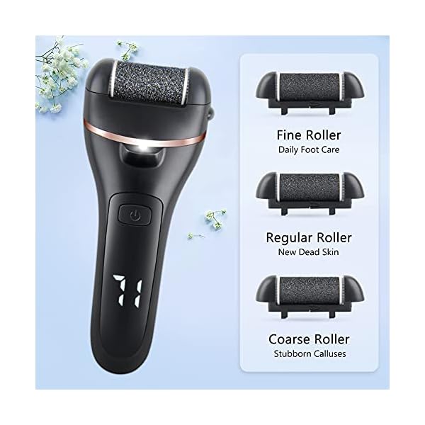 ZOUYUE-Electric-Foot-File-Pedicure-Set-Rechargeable-Waterproof-Hard-Skin-Remover-with-3-Rollers-and-2-Speeds-Callus-Remover-Foot-Care-Gift-Kit-for-Cracked-Heels-Calluses-and-Dead-SkinBlack ZOUYUE Electric Foot File Pedicure Set, Rechargeable Waterproof Hard Skin Remover with 3 Rollers and 2 Speeds, Callus…