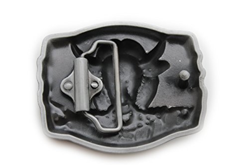 TFJ Men Belt Buckle Western Fashion Metal Bad To The Bones Buffalo Bull Silver