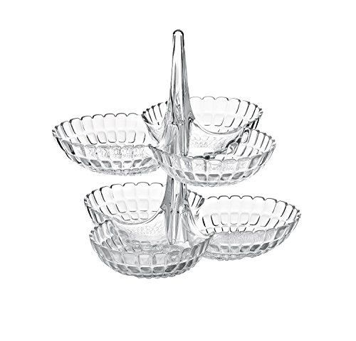 Guzzini Tiffany Hors D'Oeuvres Dish, 10-1/2-Inches by 9-3/4-Inches by 10-Inches, Set of 2, Transparent