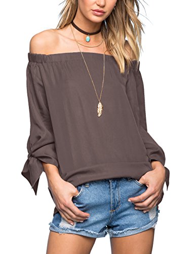 Just quella women s off the shoulder top blouse 8422 (l, dark gre…