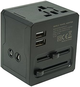 KAVY World Travel Adapter with 2.1A Dual USB (Black)