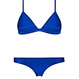 DOIOWN Solid Color Neoprene Halter Push up Bikini Set Swimsuit Low Rise Bottom