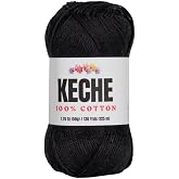 Cotton Yarn - 100% Cotton Yarn for Crocheting and Knitting, Mercerized Cotton Amigurumi Yarn Fine-Sport 2 1.76 oz (50g) / 136 Yrds (125 m) - Black