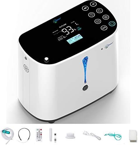 Oxygen_Concentrator, Portable O2 Concentrator, HIDGEEM(B05) 1-6L/Min Adjustable O2 Machine Use for Home and Travel Etc, Ac 110v Humidifiers (White)