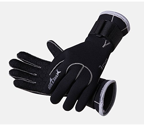 Diving Gloves, Wetsuits Neoprene Five Finger Gloves, 3MM Anti Slip Flexible Thermal Material for Snorkeling Swimming Surfing Sailing Kayaking Diving (S) - Thumbnail 2