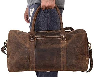 KomalC 24 Inch Leather Duffel Bags for Men and Women Full Grain Leather Travel Overnight Weekend Leather Bags Sports Gym Duffel for Men (Brown Distressed Tan) 3 KomalC 24 Inch Leather Duffel Bags for Men and Women Full Grain Leather Travel Overnight Weekend Leather Bags Sports Gym Duffel for Men (Brown Distressed Tan)