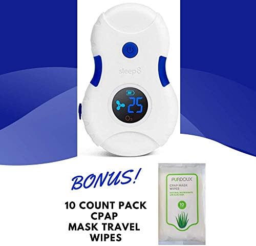 Sleep8 Cleaner and Sanitizer Machine with Bag + 10 Count Cleaning Wipes Sleep-8 Cleaner for CPAP Machine