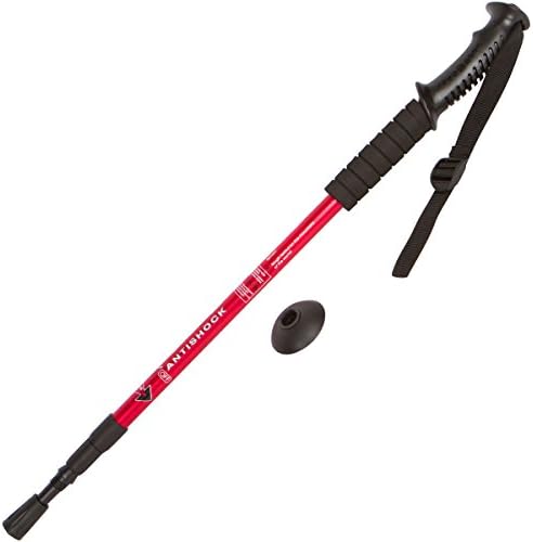 NONPAREIL Extendable Aluminum Trekking &amp; Hiking Pole - Telescoping Walking Stick for the Great Outdoors (Red)