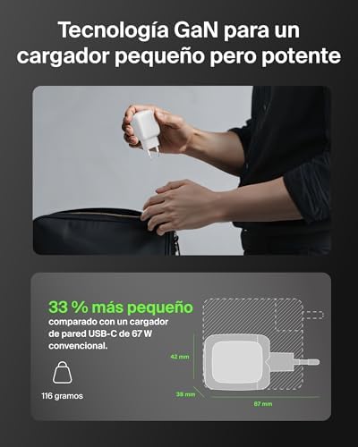 BoostCharge Pro Cargador USB C de 2 Puertos 67W, Carga Rápida