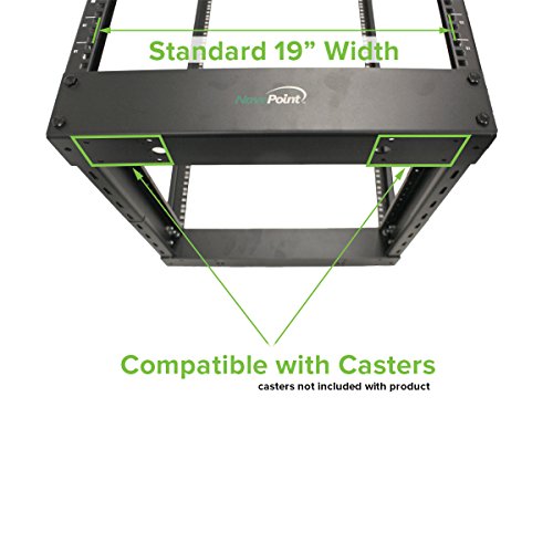 Navepoint 45U Professional 4-Post IT Open Frame Server Network Relay Rack 7 Feet Tall Black