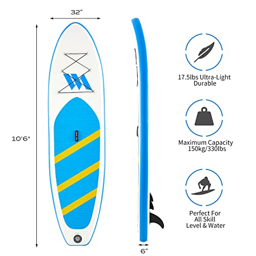 WOLF ARMOR Inflatable Stand Up Paddleboard with SUP Accessories, Waterproof Backpack, Adjustable