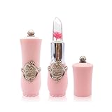 Flower Crystal Jelly Lipstick Color Changing Lip Gloss, Staron Magic Temperature Change Long Lasting Moisturizer Bright Makeup Lip Stick with Flower Cheap (A)