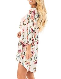PRETTODAY kimono mantón para mujeres floral suelto mitad manga gasa casual chaqueta de punto