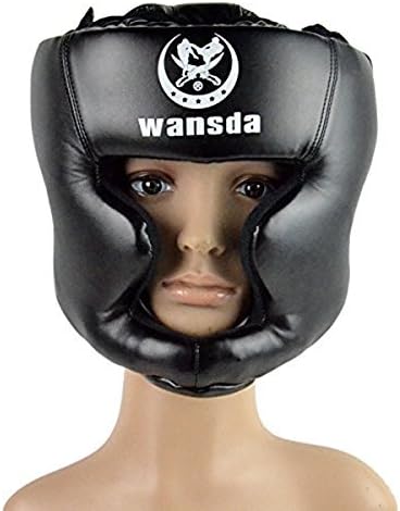 TINKSKY Boxing Helmet Closed Type Boxing Head Guard Muay Thai Kick Brace Head Protection for Free Combat Taekwondo (Black)