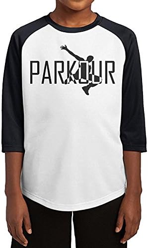 GUYT Youth Boys Parkour Body Art Raglan Tee Baseball Shirt Black Size L