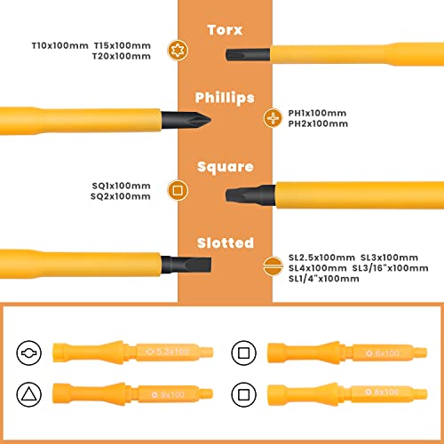 MulWark Insulated Screwdriver Set, 20pc 1000V Interchangeable Blade