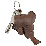 Critter Keychain Elephant Fob Charm Rustic Leather
