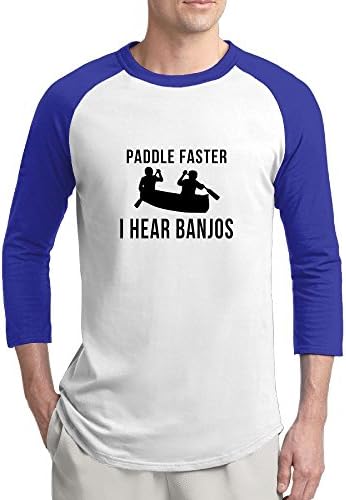 Pingquchan Paddle Faster I Hear Banjos Mens 3/4 Raglan Sleeve Athletic Shirts Casual Tees For Men Baseball T-Shirt M Royalblue