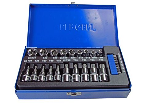 US Pro Bergen 27pc 3/8"& 1/2" Dr Torx Sockets and Bits TRX-Star