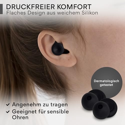 Senner Sleep Ear Plugs for Sleeping for Side Sleepers, Soft Silicone Ear Plugs to Reduce Snoring Noise and Noise, SNR 21dB, EN 352-2, 4 Sizes XS/S/M/L, Reusable, with Case