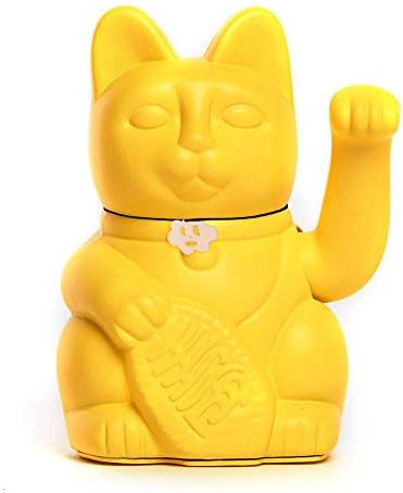 Lucky cat. The classic Welcoming Cat Maneki-Neko in different colours. BRIGHT YELLOW: hot on the money. 12x9x18cm
