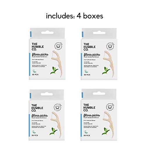 The Humble Co. Floss Picks (200 Count) Sustainable, Plant Based and