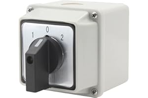 BOXONLY Universal Changeover Selector Switch,with Installation Waterproof Box,3 Positions 8 Terminals,Power Transfer Switch,LW26-25A 440V 25A Motor Generators,Rotary Cam Selector