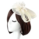 Fascinators,Acecharming Women Elegant Cocktail Feather Headdress Hair Clip Flower Tea Party Wedding Formal Party Bridal Headpieces