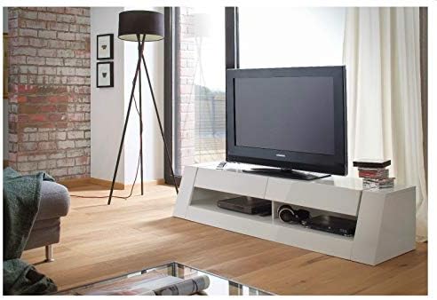 ModaNuvo TV Entertainment Unit Cabinet Stand Lowboard - White Gloss 2 Drawers